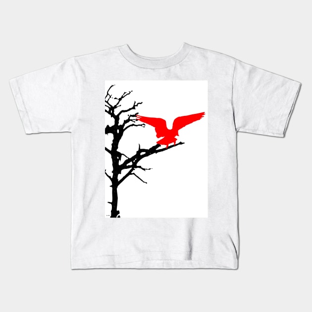 Red Bird Flying Kids T-Shirt by danieljanda